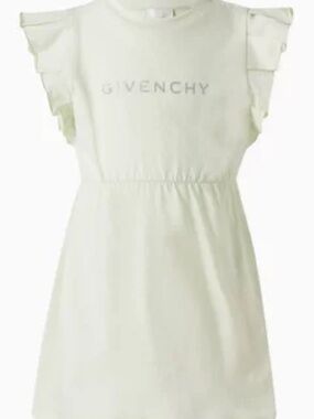 Givenchy Cream Ruffle Sleeve Logo Tunic Dress